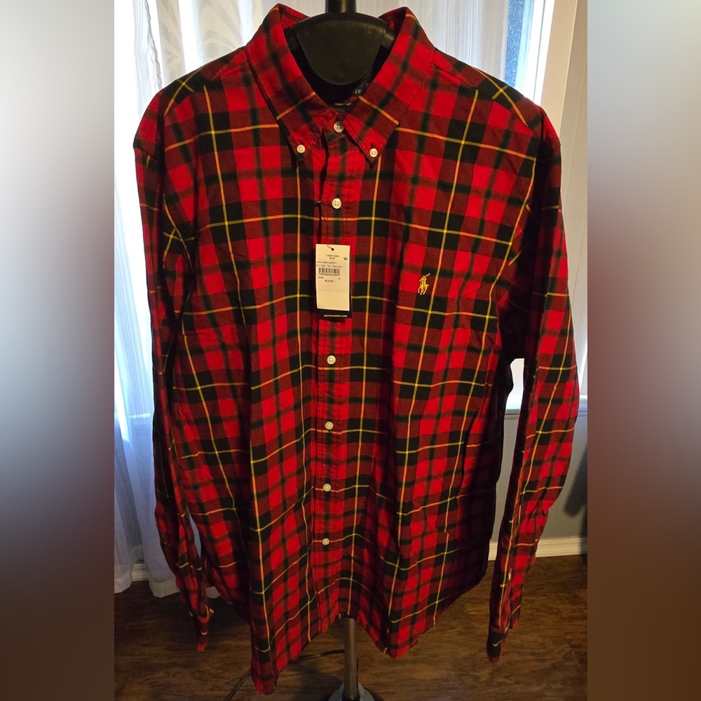 New! Genuine Polo Ralph Lauren Men's Holiday Plaid Oxford Shirt XXL